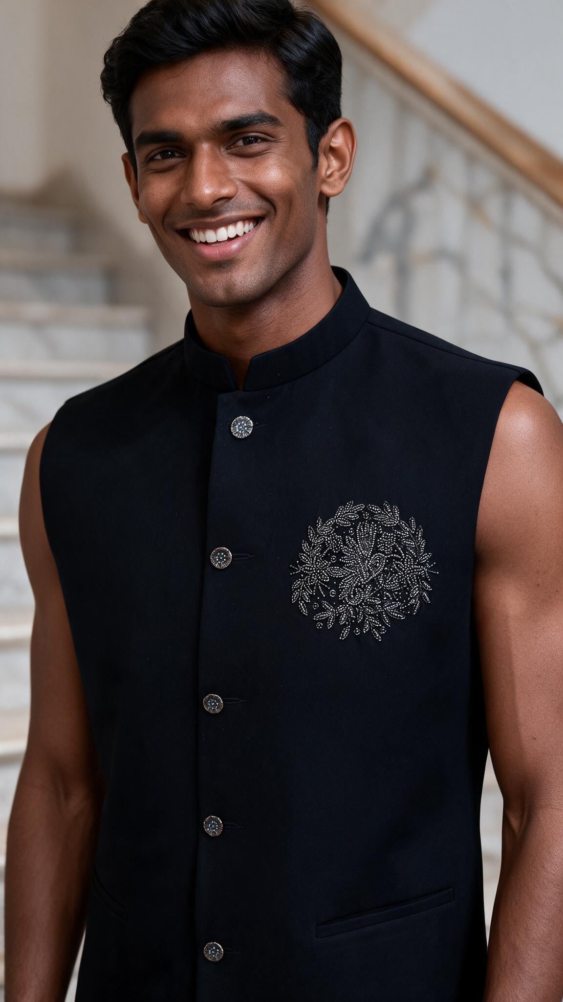 The Silver Guldasta Waistcoat - close up