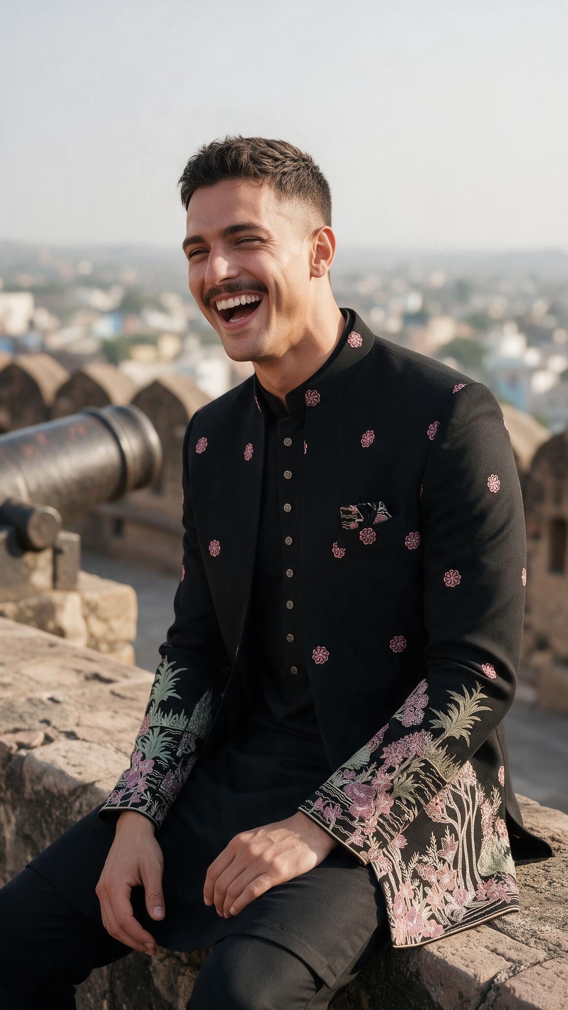 The Black Gulab Sherwani - in motion
