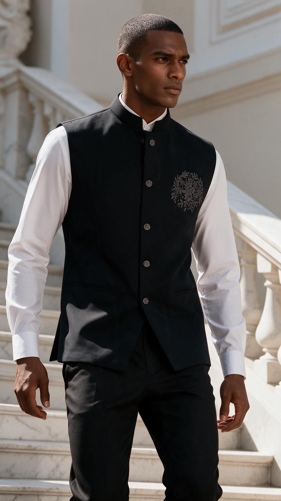 The Silver Guldasta Waistcoat - in motion