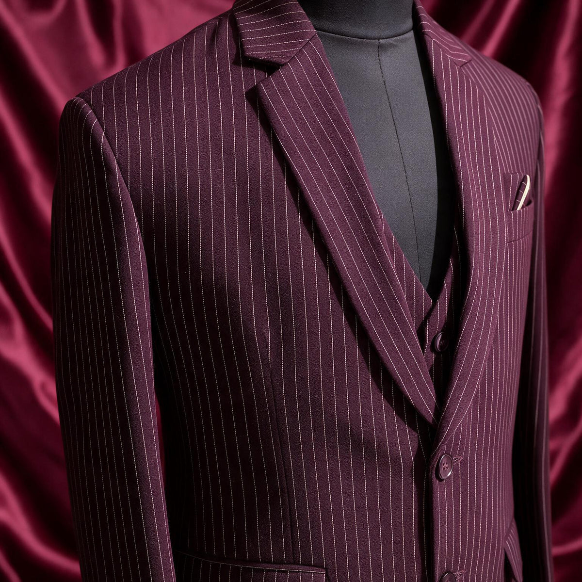 The Oxblood Pinstripe - fabric detail