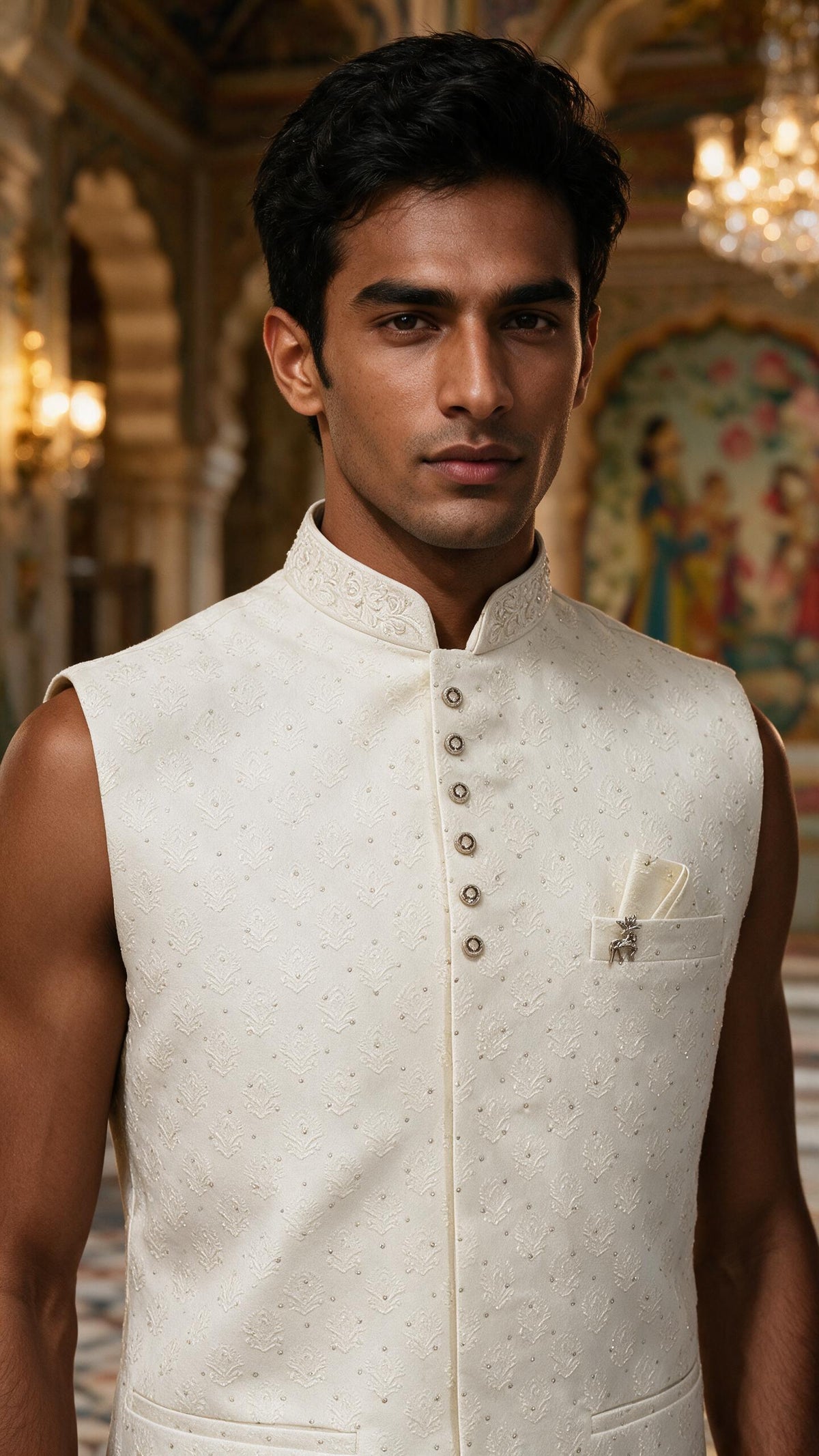 The Ivory Court Waistcoat — collar detail