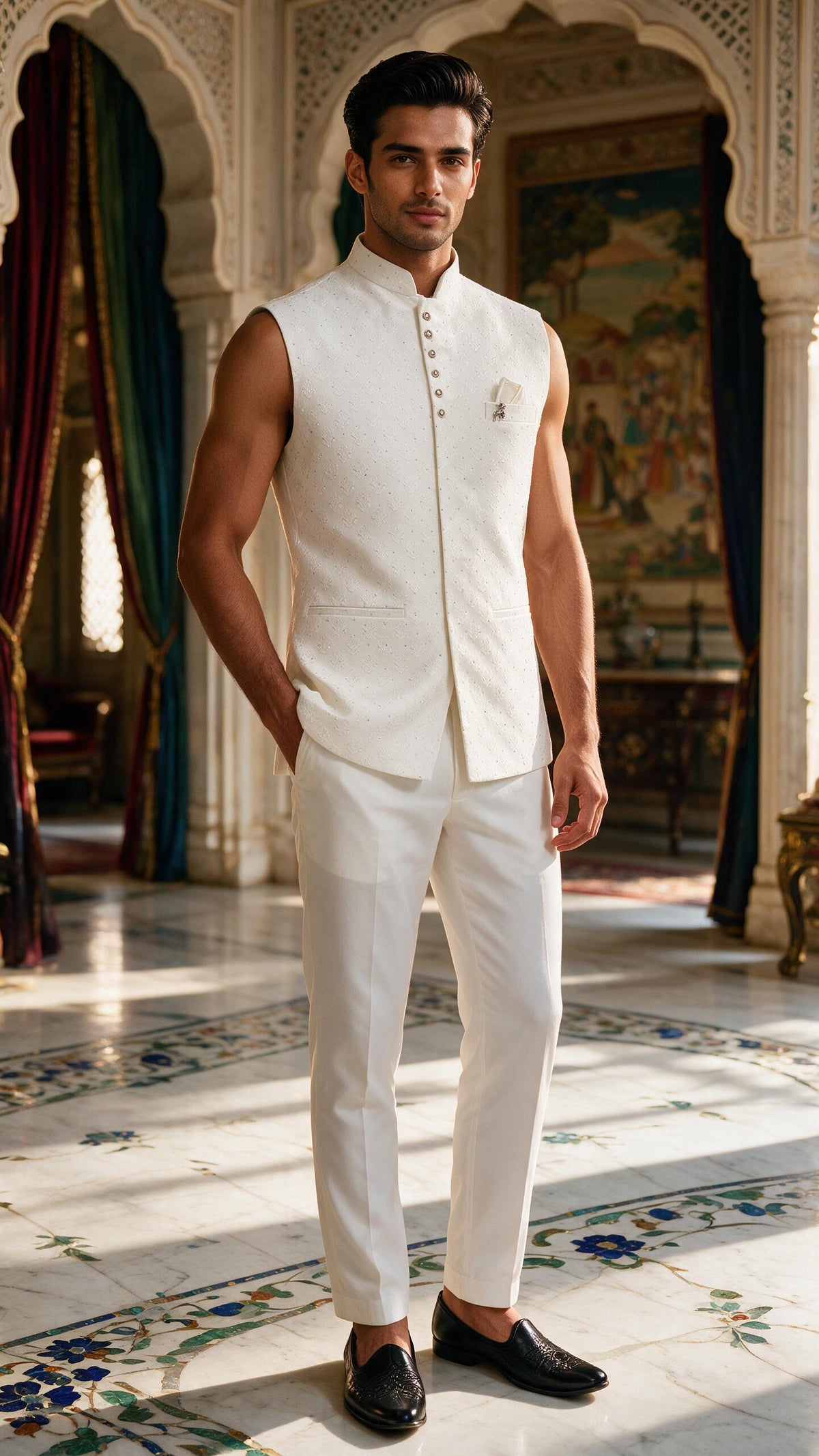 The Ivory Court Waistcoat — full body